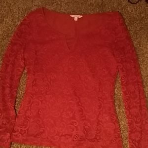 Red medium sized lace long sleeve shirt
